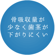 骨吸収量が少なく歯茎が下がりにくい